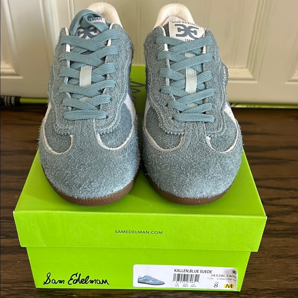 Sam Edelman Blue Suede Kallen Sneakers Sz 8
